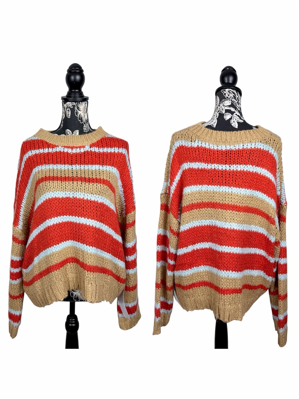 NWT Lumiere Good Pep Talk chunky knit oversize multi stripe sweater size small